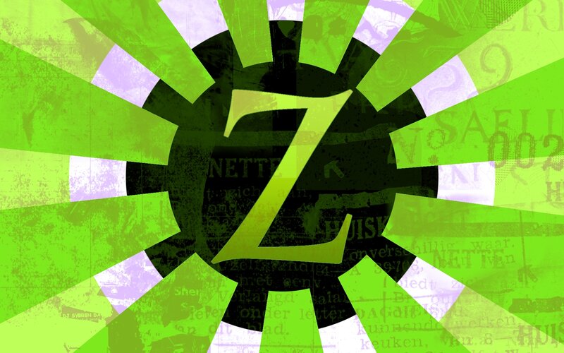 Green Z logo with text collage