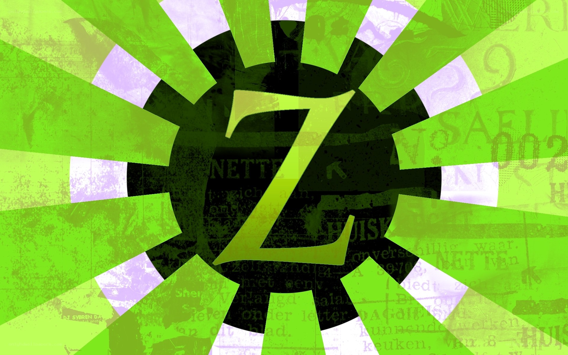 Green Z logo with text collage