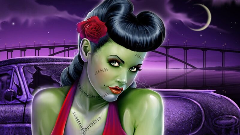 green zombie woman with rose