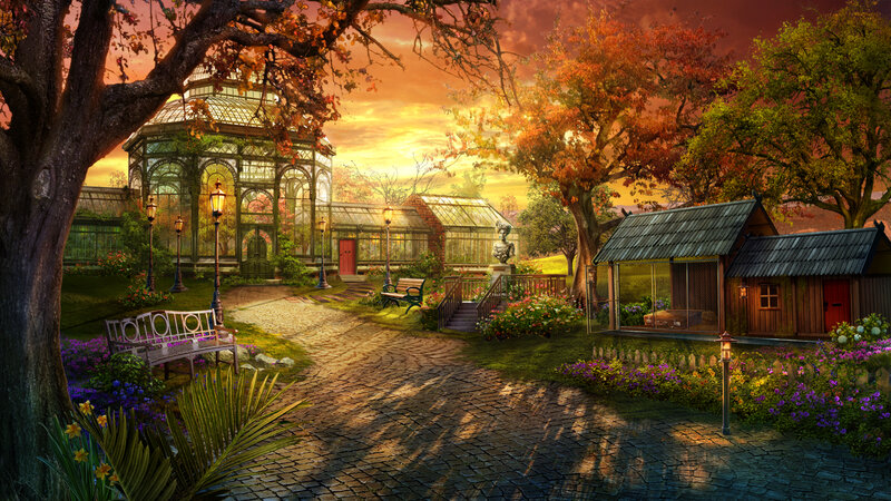 Greenhouse Garden Scene — Orange