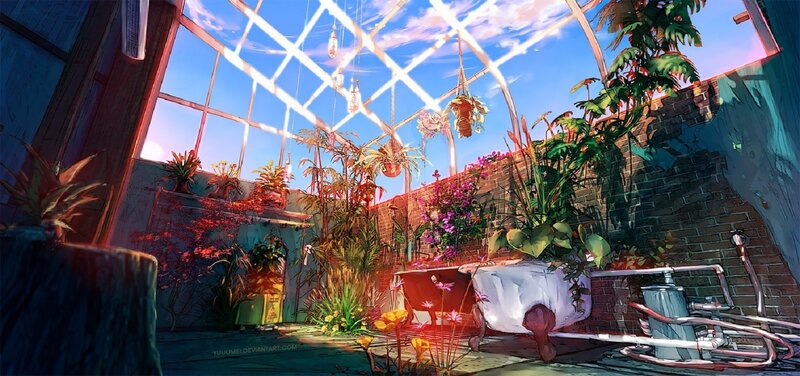 Greenhouse with Plants — Blue