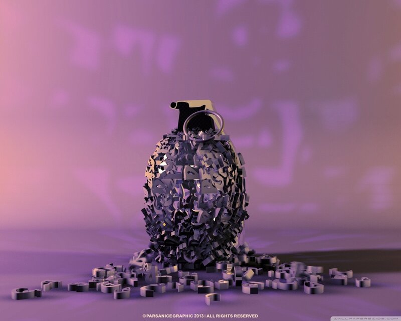 Grenade made of letters