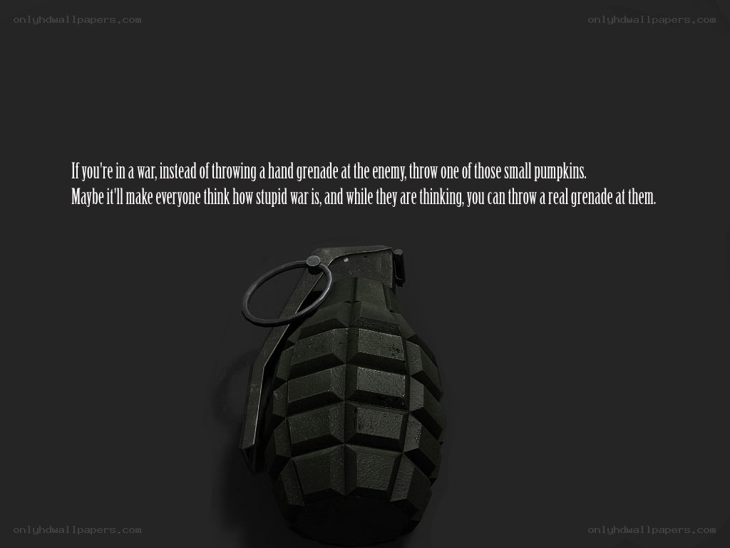 Grenade with satirical quote