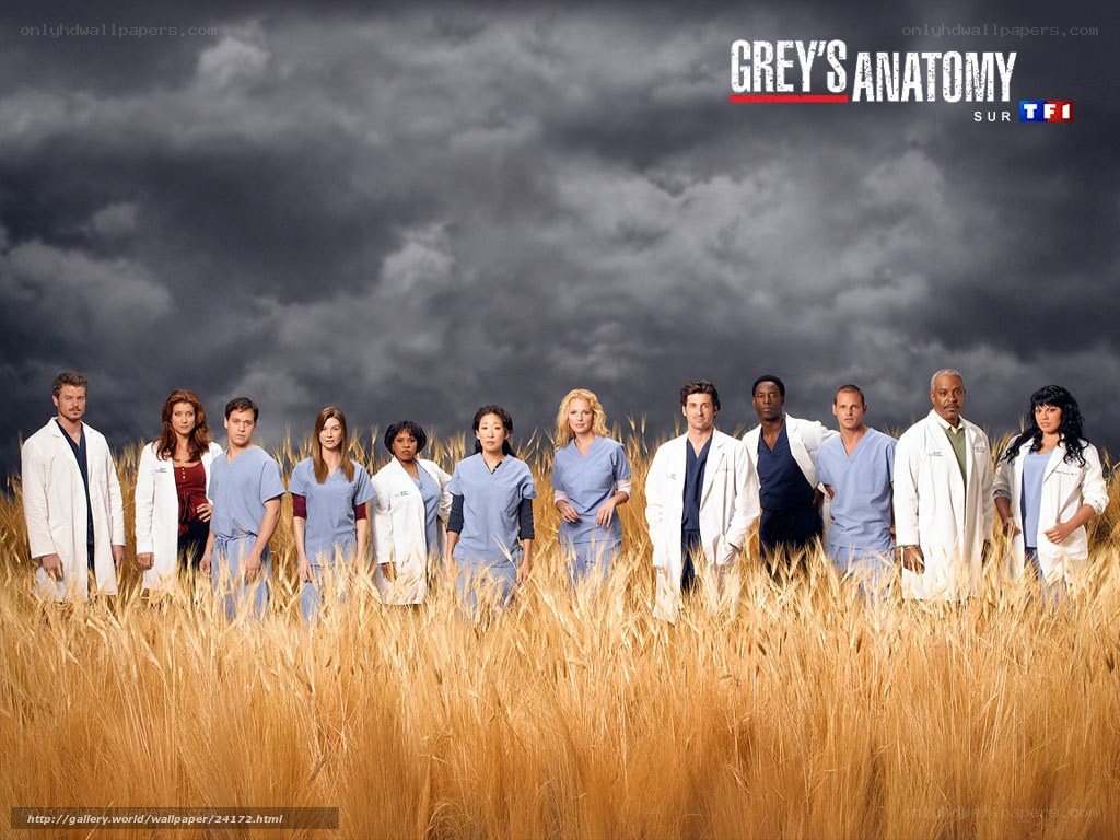 Grey's Anatomy cast in a field