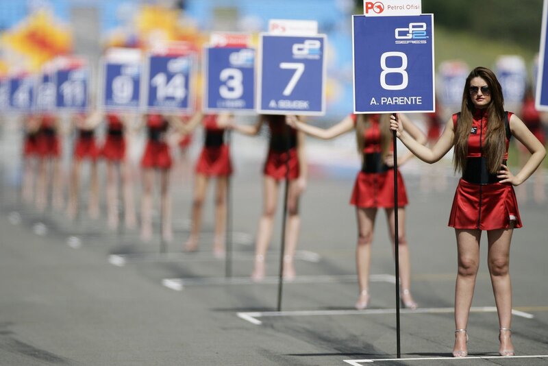 Grid Girl Holding Sign