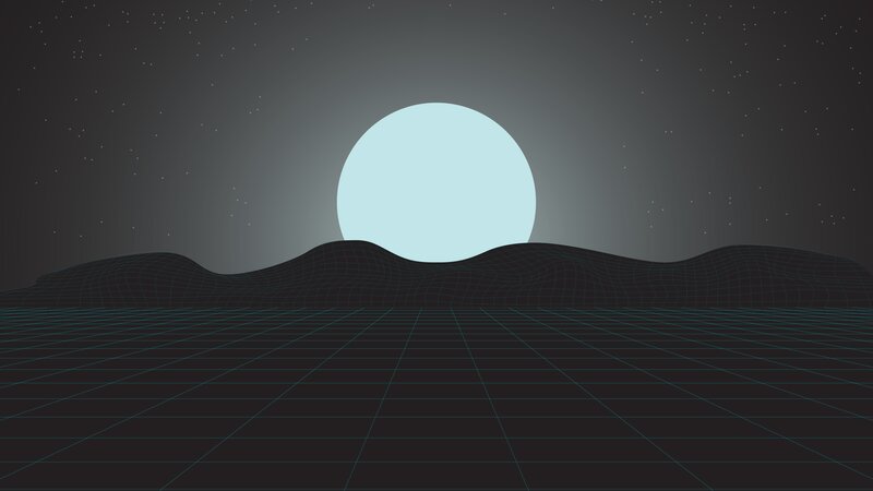 Grid Landscape with Moon