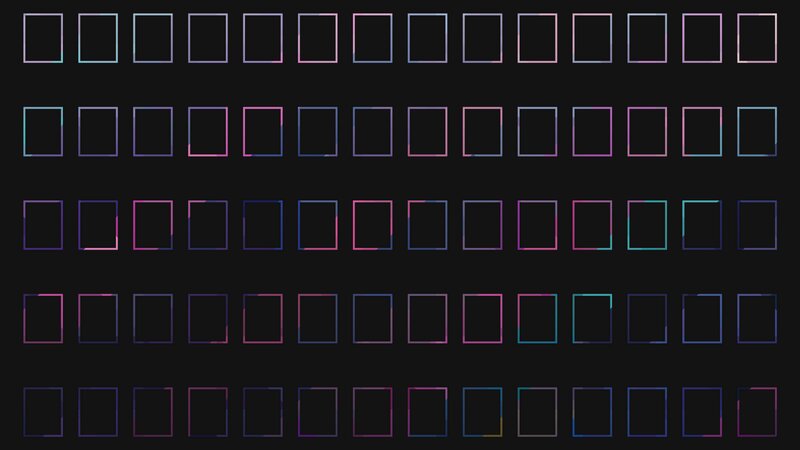 Grid of Glowing Squares — Black, Calm
