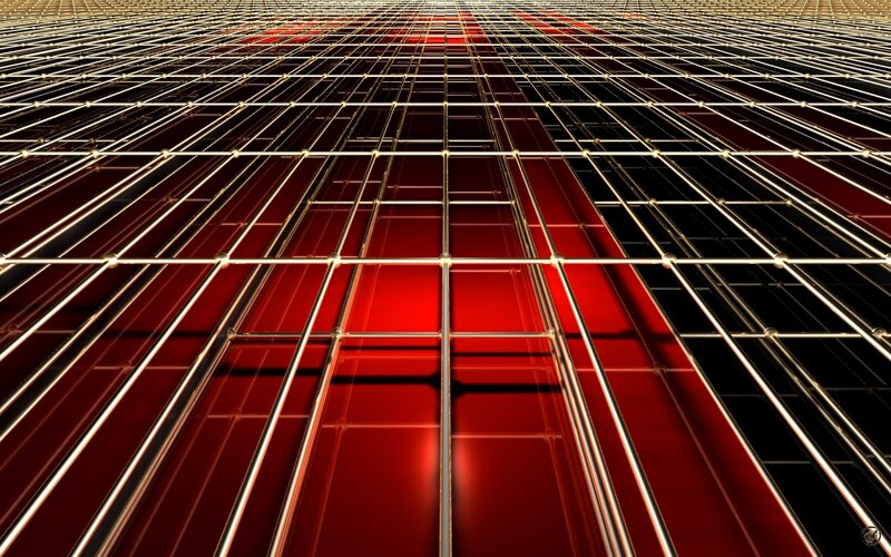 grid of red and gold lines