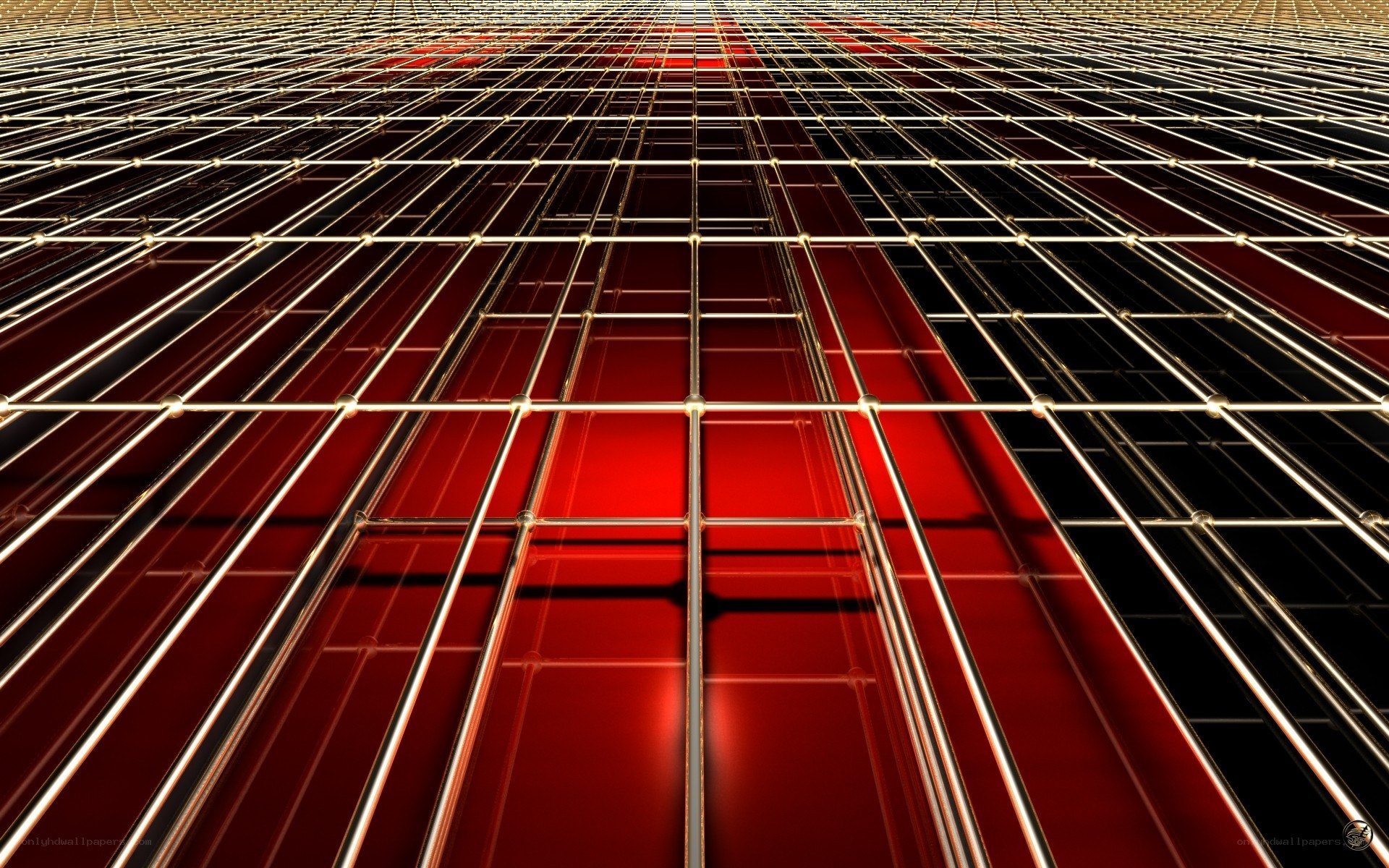 grid of red and gold lines