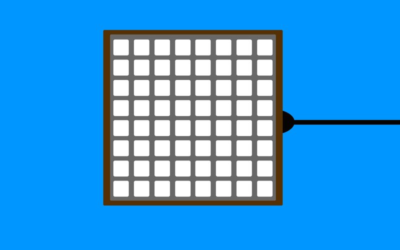 grid of white squares on blue