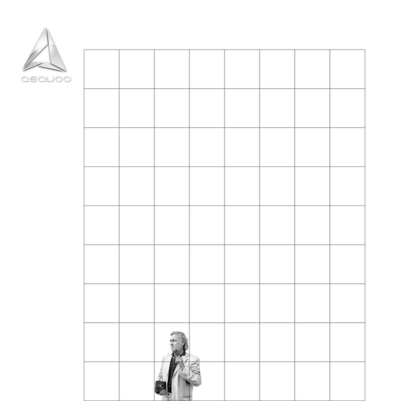 Grid with man and logo