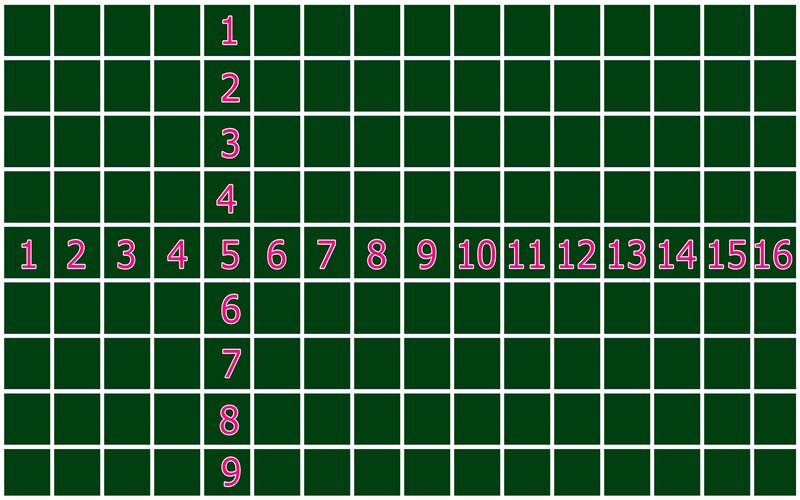 Grid with Numbers — Green