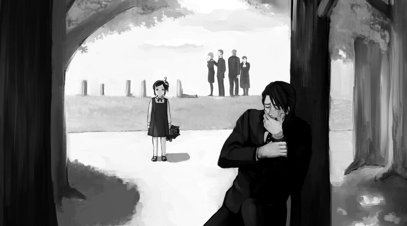 grieving man at a funeral