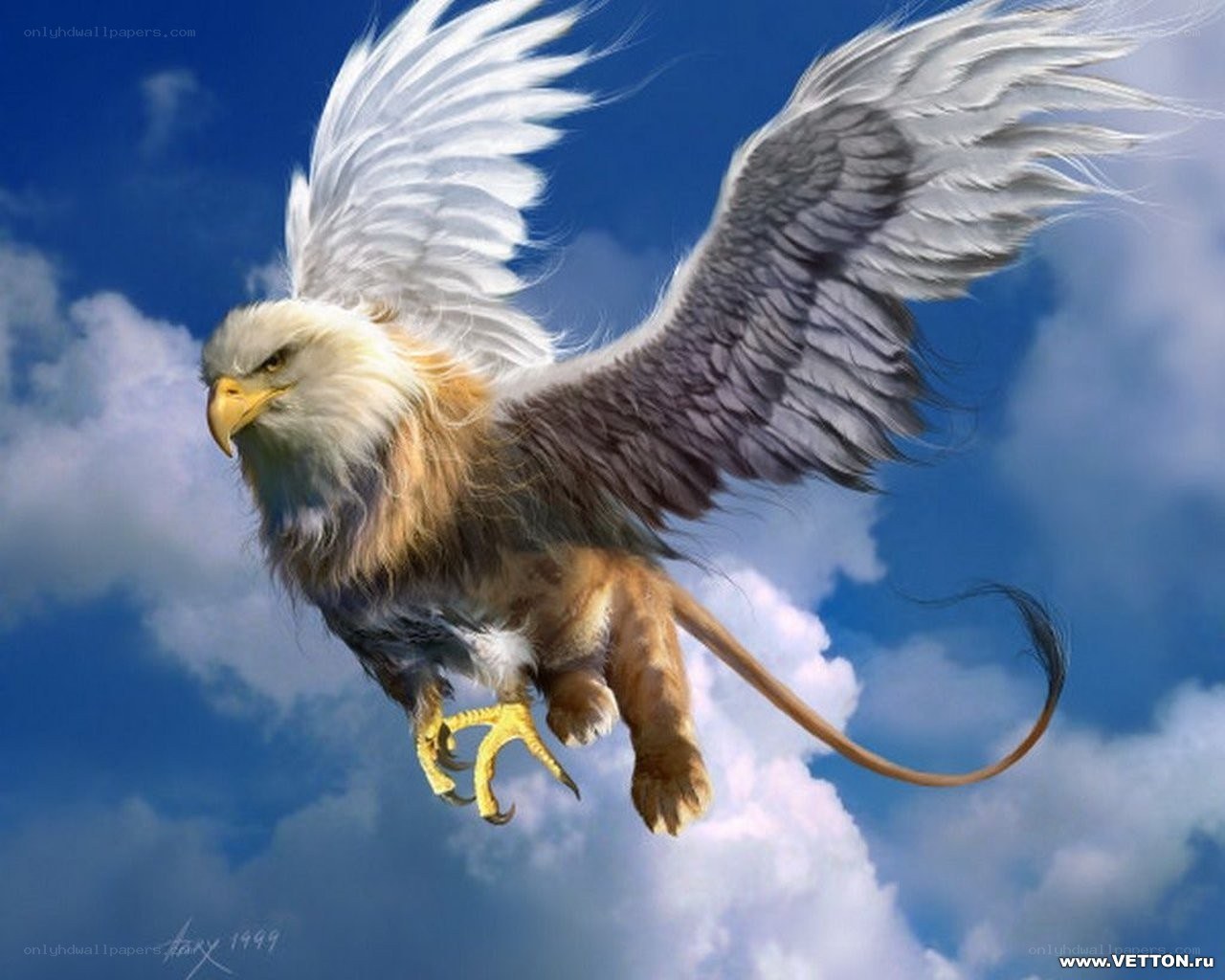 griffin flying in the sky