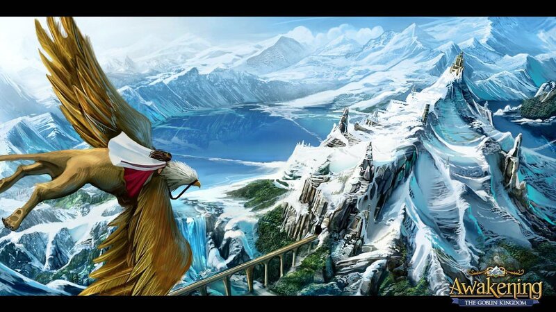 Griffin Flying over Mountains — Blue