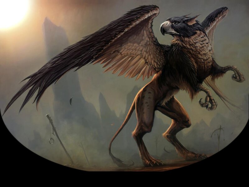griffin in a desolate landscape