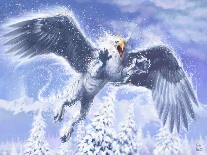 griffin in a snowy landscape