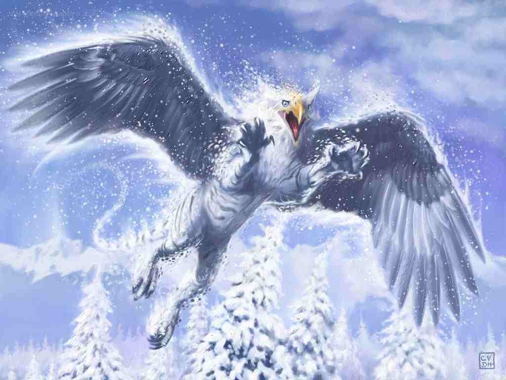 griffin in a snowy landscape