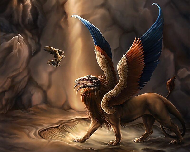 Griffin in Cave — Brown
