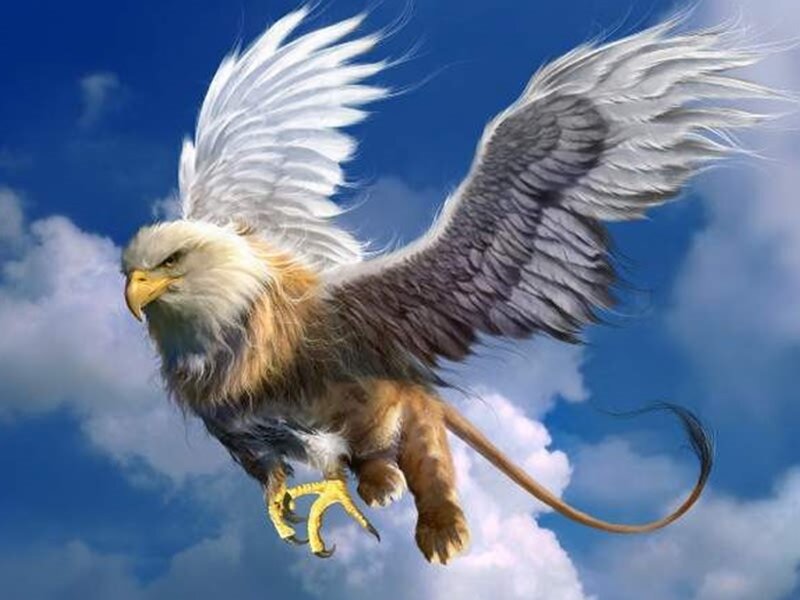 Griffin in Flight — Blue, Dramatic