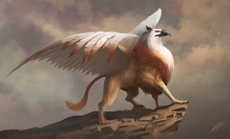 Griffin on a Cliff — Brown