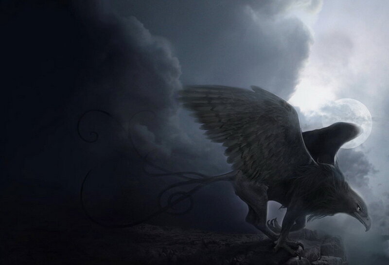 Griffin on a Cliff — Gray