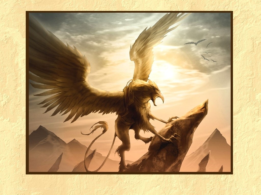 griffin on a mountain peak