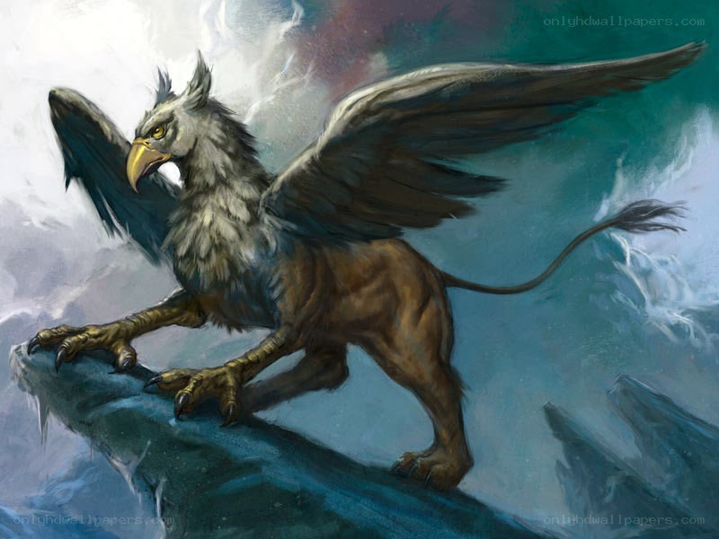 griffin on a rocky cliff