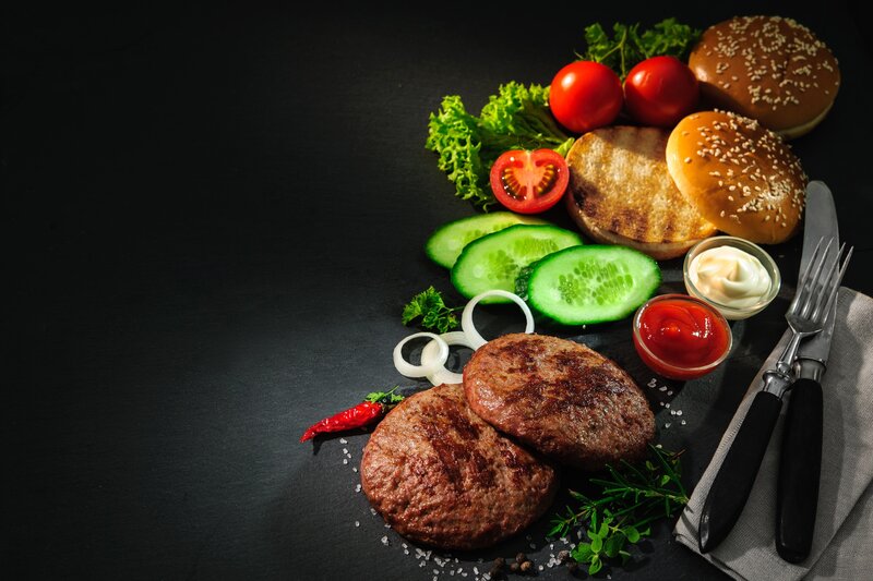 Grilled Burger Patties — Black