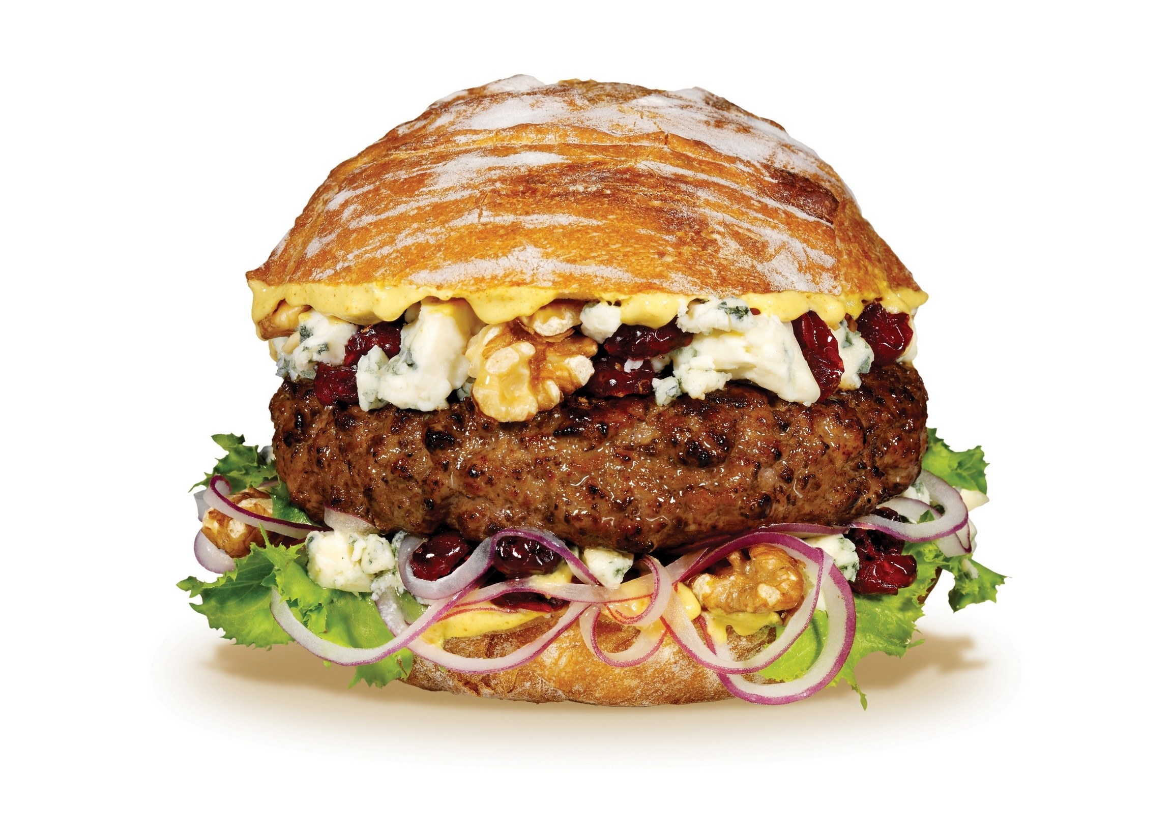grilled burger with blue cheese
