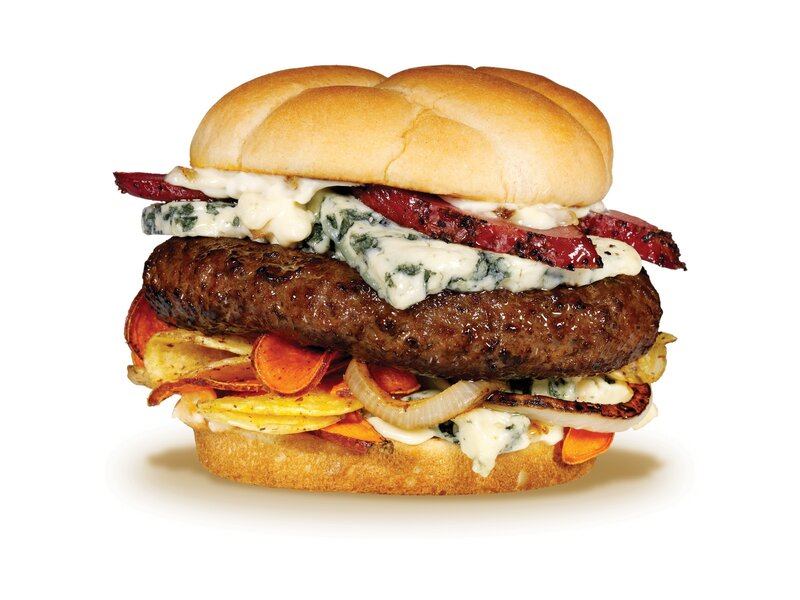 Grilled Burger with Toppings — Brown, Appetizing