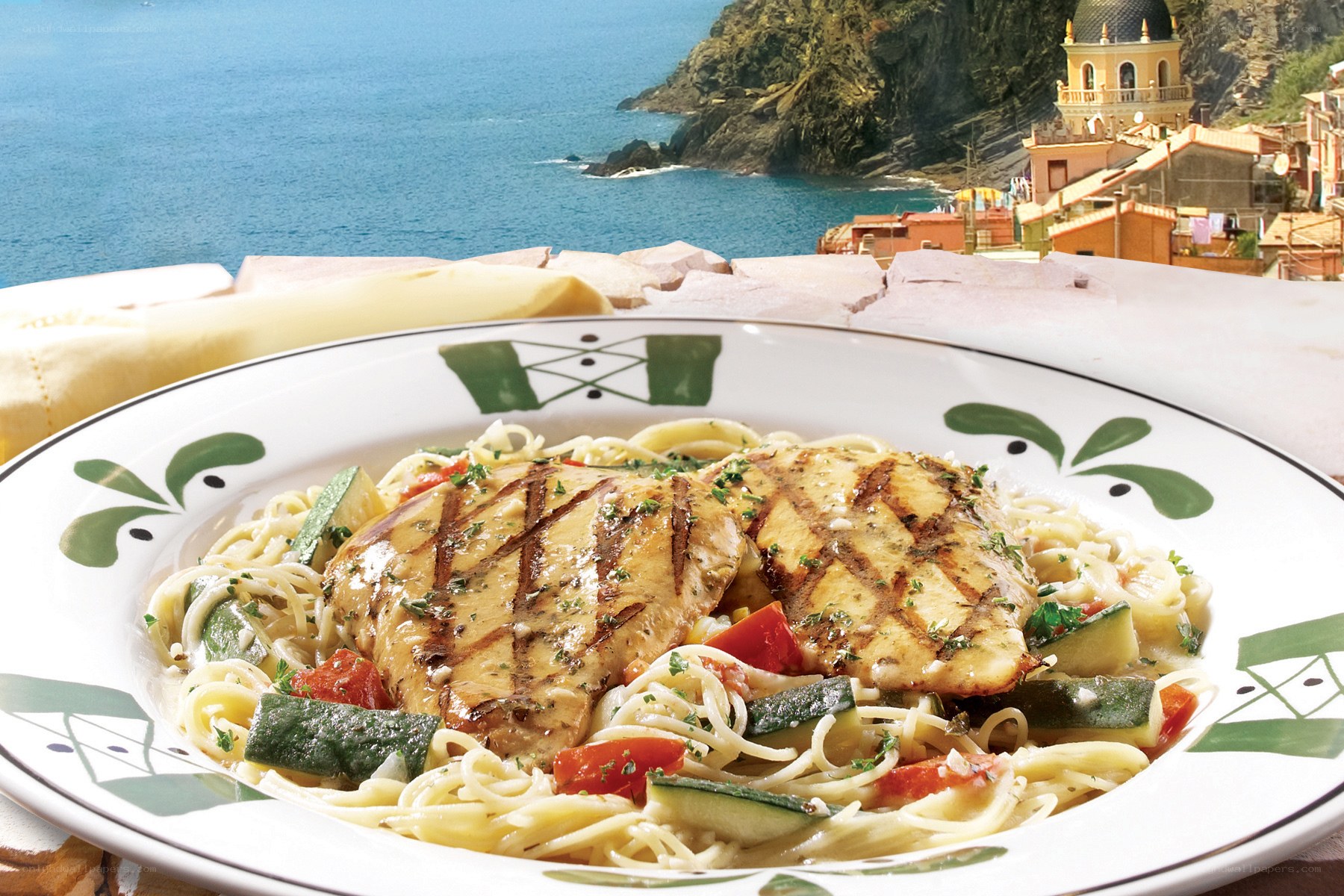Grilled chicken pasta dish