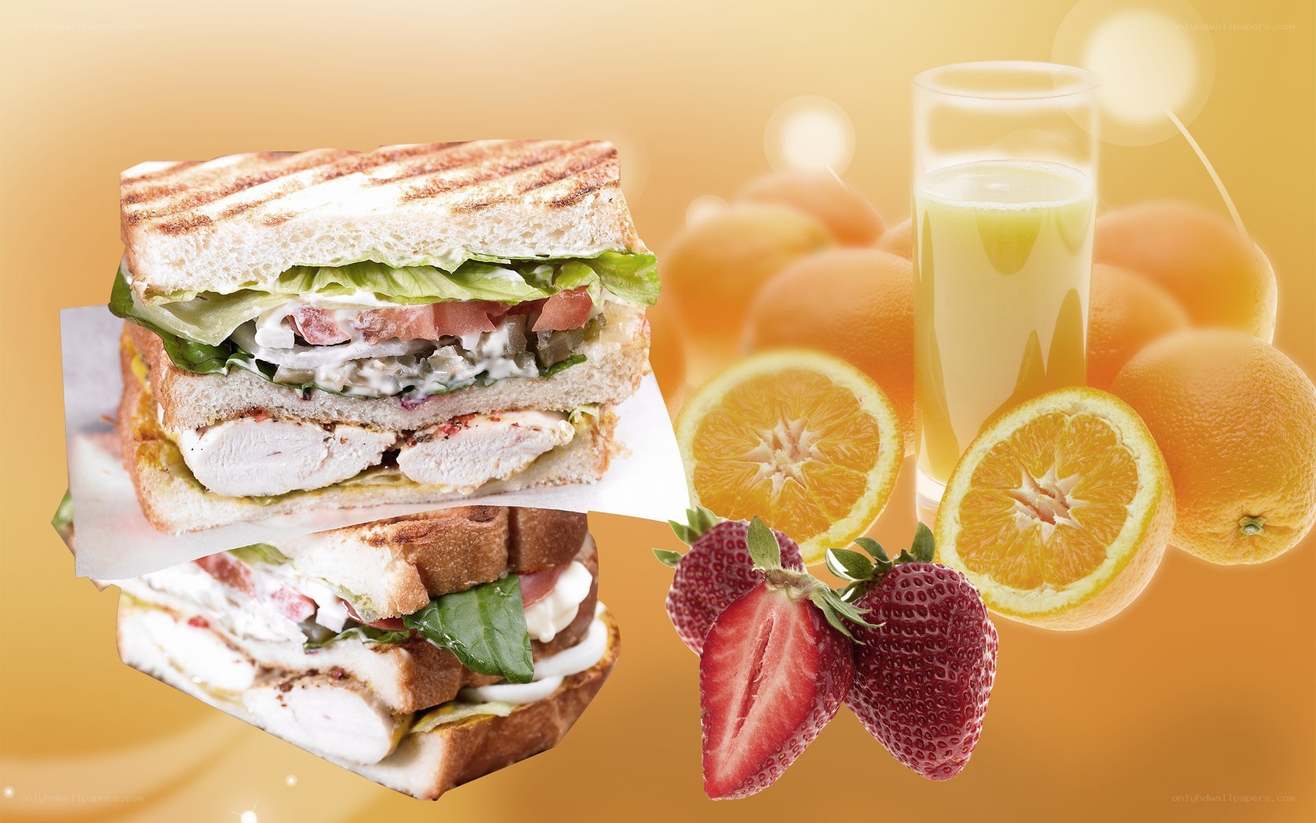 grilled chicken sandwich with fruit