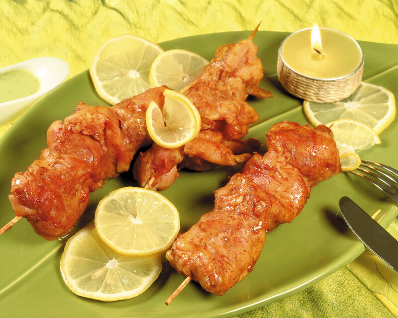 Grilled Chicken Skewers — Green, Appetizing