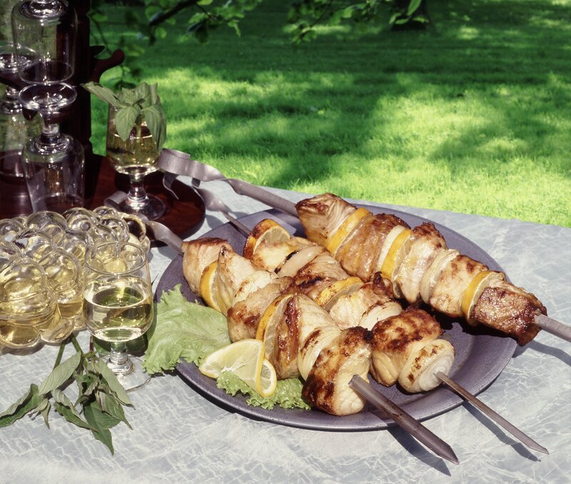 Grilled Chicken Skewers — Green, Serene