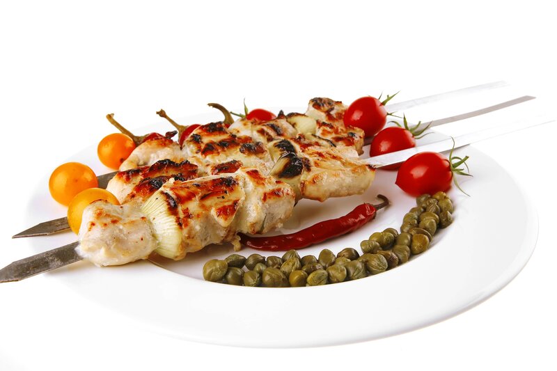 Grilled Chicken Skewers — White, Appetizing
