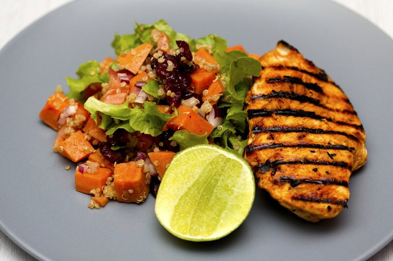 Grilled chicken with quinoa salad