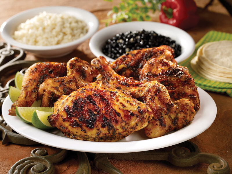 Grilled chicken with rice and beans
