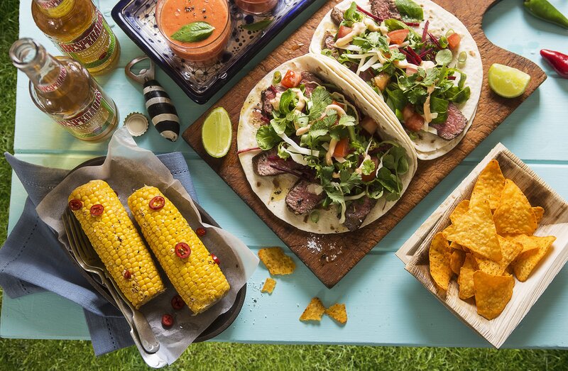 Grilled Corn and Tacos