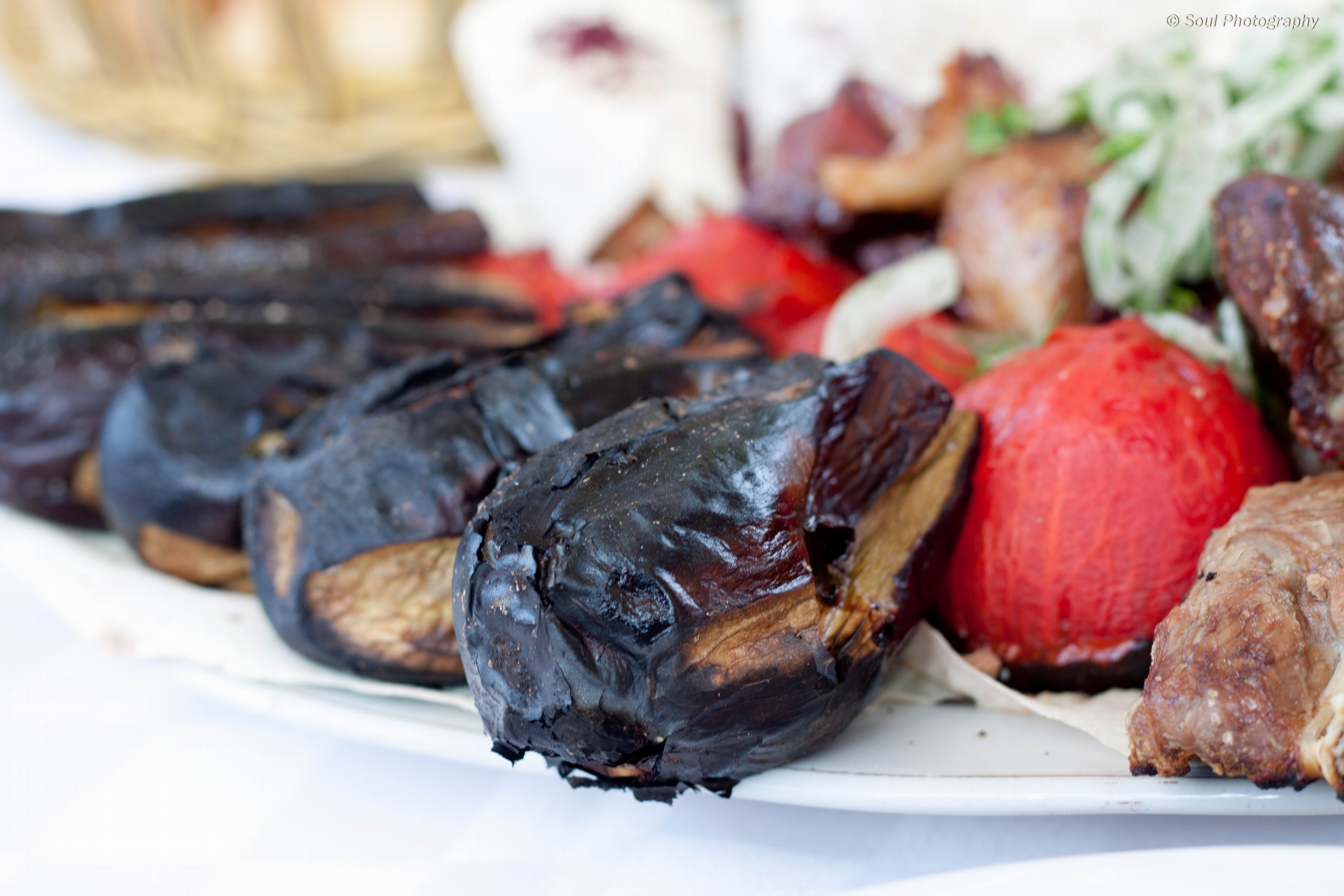 Grilled eggplant and vegetables