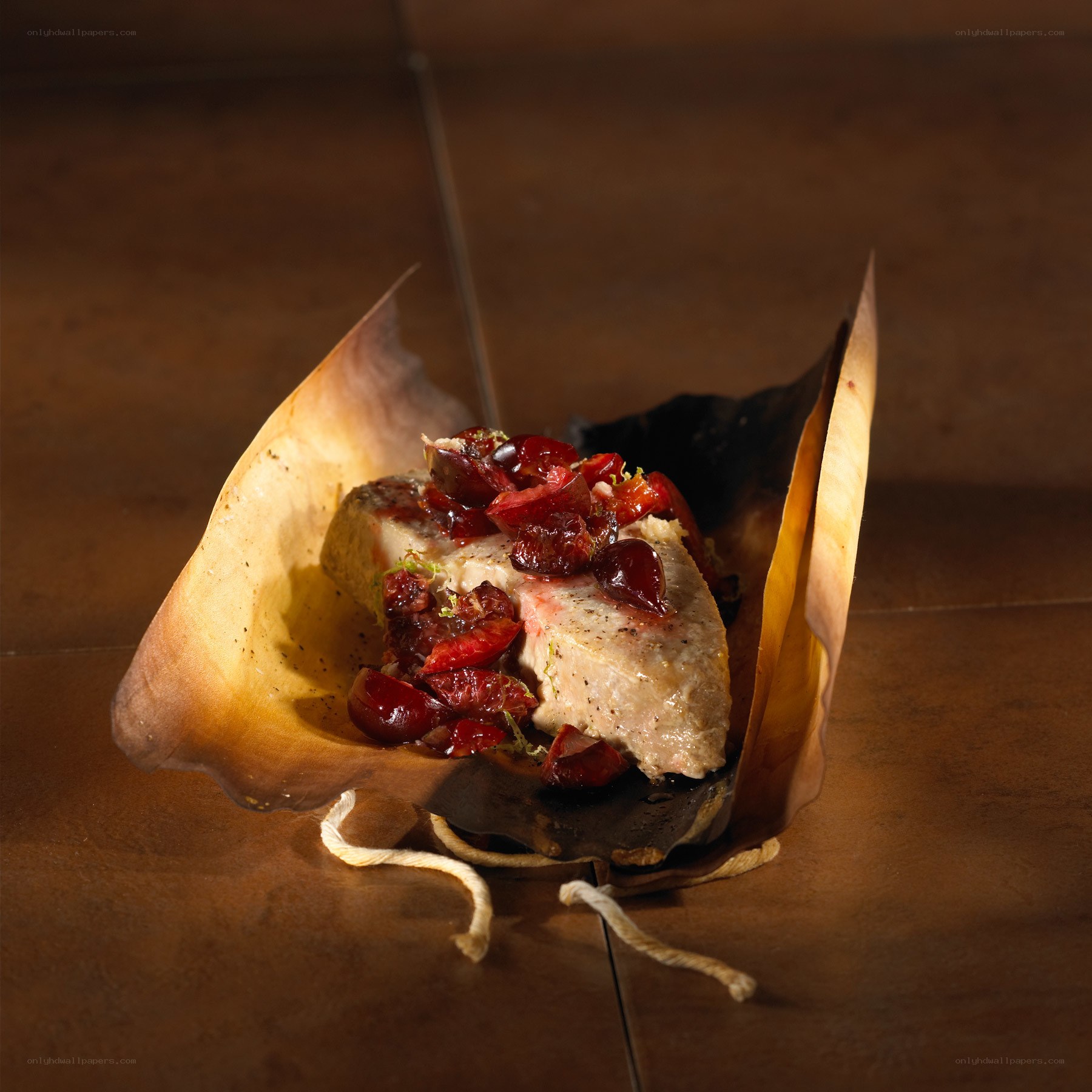 Grilled fish with cherry salsa