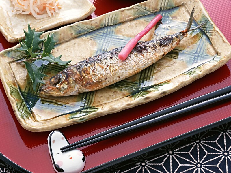 Grilled fish with garnish