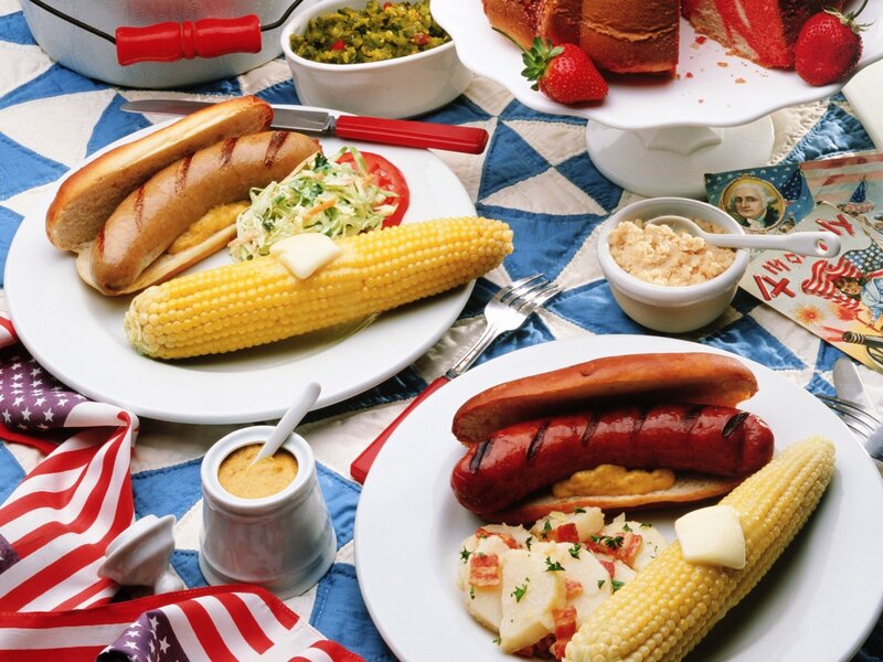 Grilled Hot Dogs and Corn