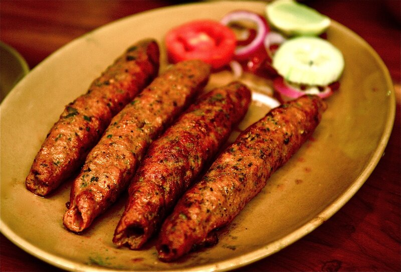 Grilled kebabs with vegetables
