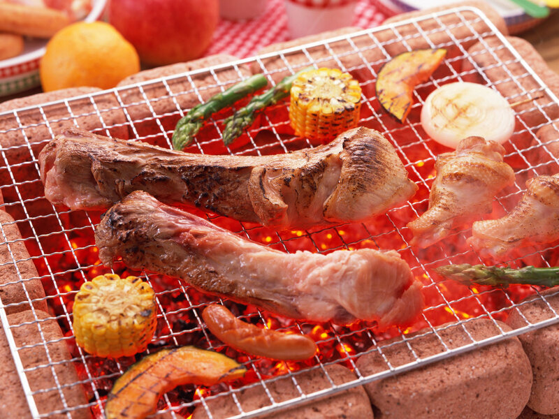 Grilled meat and vegetables