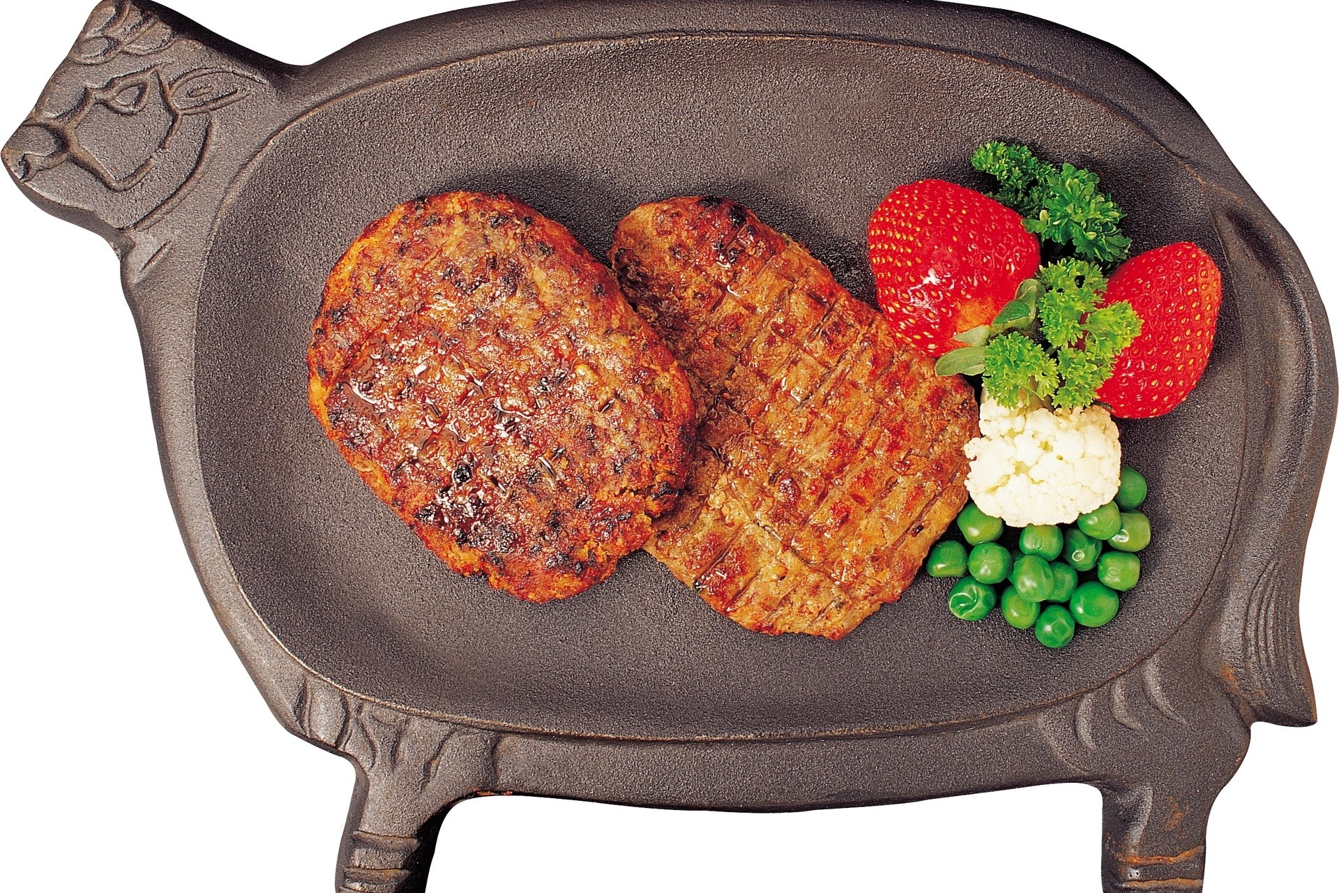 Grilled meat on pig platter