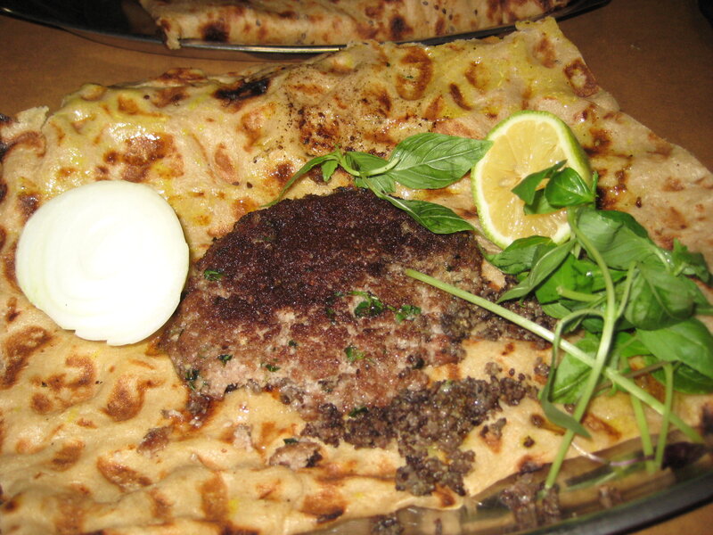 Grilled Meat Patty on Flatbread