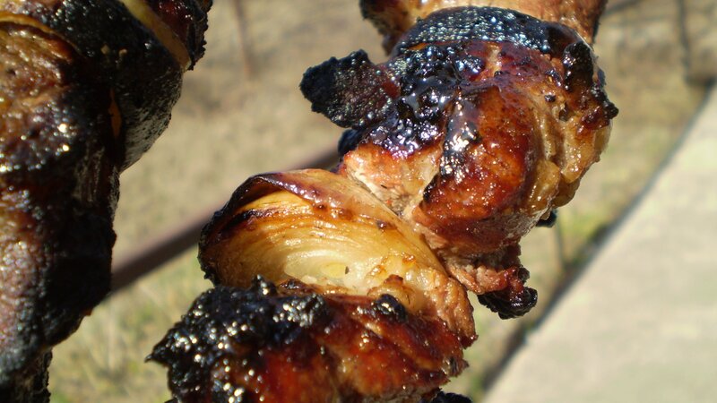 Grilled Meat Skewers — Brown, Appetizing, Afternoon