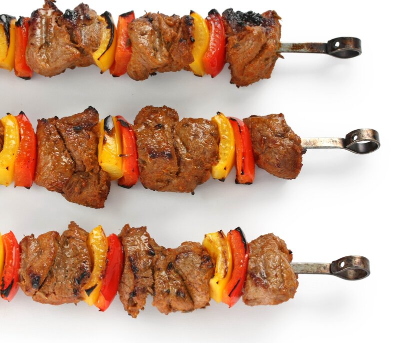 Grilled Meat Skewers — Brown, Appetizing, Photograph, Peppers