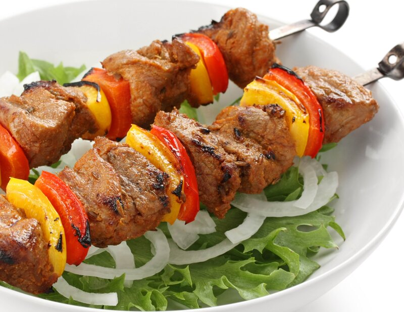 Grilled Meat Skewers — Brown, Appetizing, Photograph